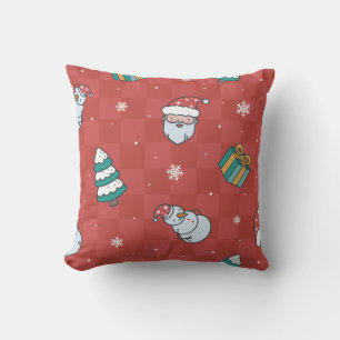 Coussin Noël Minimaliste : Design sans couture rouge.