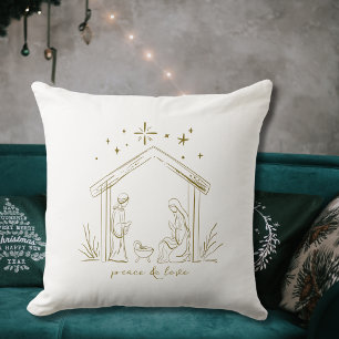 Coussin Noël moderne Nativité paix amour religieux