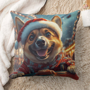 Coussin Noël Montagnes Russes Chien Malinois Belge