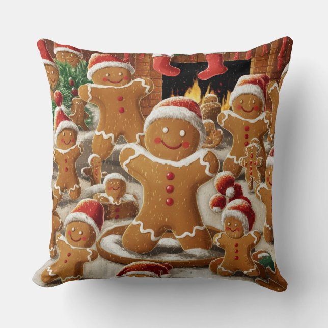 Coussin Noël Motif de pain d'épices décoratif (Recto)
