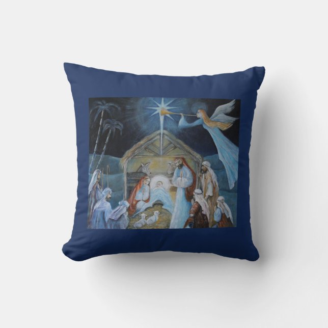 Coussin Noël Nativité Angle Trumpeting Naissance de Jésus (Recto)