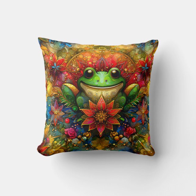 Coussin NOËL ~ Noël d'une grenouille ~ (Recto)
