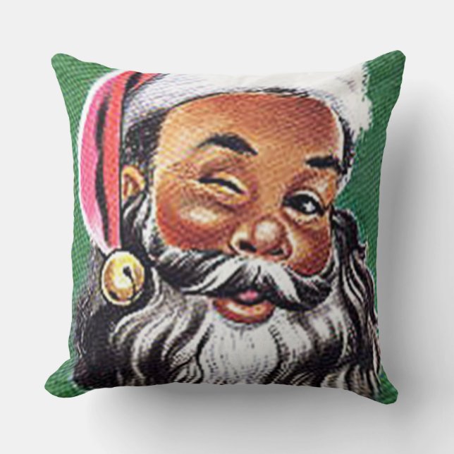 Coussin Noël noir du Père Noël afro-américain (Recto)