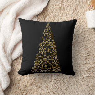 Coussin Noël noir et or contemporain