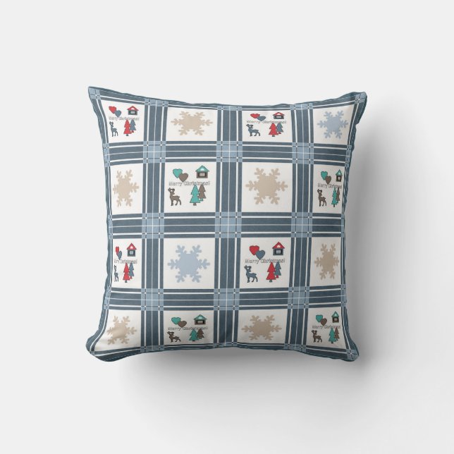 Coussin Noël, nouvel an, cerf (Recto)