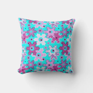 Coussin Noël Nouvel an snowflacon neige bleu rose cartoo