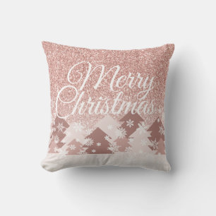 Coussin Noël Parties scintillant rose Vierge Arbres roses 