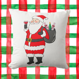 Coussin Noël Père Noël Red Wine Lover Festive