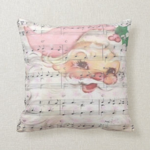 Coussin Noël Père Noël Vintage Partition Musique