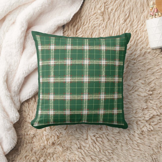 Coussin Noël Plaid blanc et vert (Couverture)