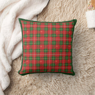Coussin Noël Plaid Rouge avec croix d'or