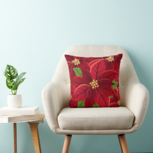 Coussin Noël Poinsettia
