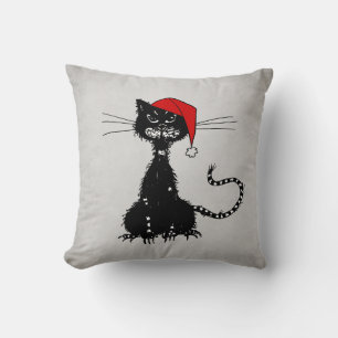 Coussin Noël Punk : Chat en drap avec Santa Hat Goth