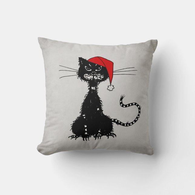 Coussin Noël Punk : Chat en drap avec Santa Hat Goth (Recto)