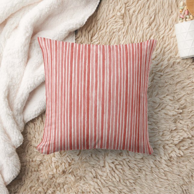 Coussin Noël Rayures de Rose Rouge Blanc Bâton (Couverture)