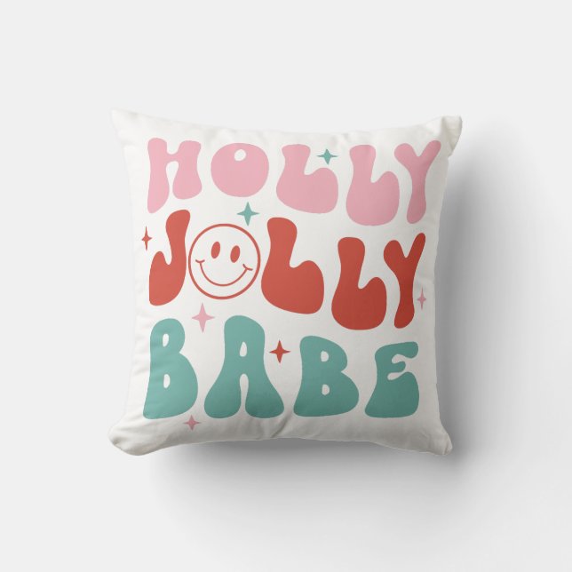 Coussin Noël rétro Holly Jolly Babe (Recto)