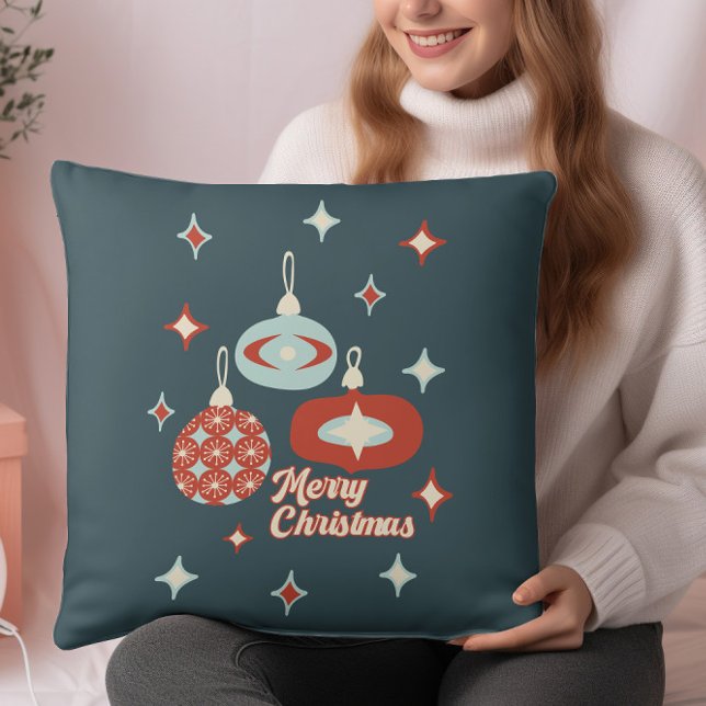 Coussin Noël Rétro Moderne du Milieu du Siècle Ère Atomiqu (Créateur téléchargé)