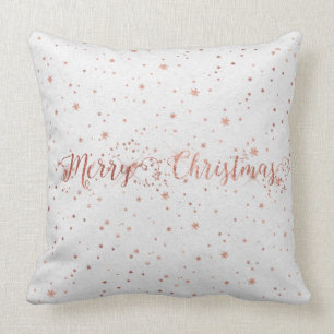 Coussin Noël rose rose de Papier d'emballage de gris