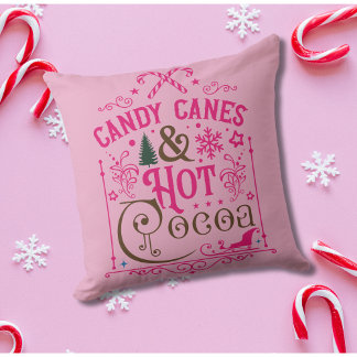 Coussin Noël rose Vintage rustique Style Ferme
