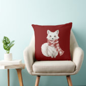 Coussin Noël Rouge blanc Peppermenthe renard et cerf (Chaise)