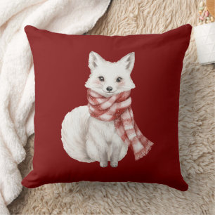 Coussin Noël Rouge blanc Peppermenthe renard et cerf