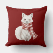 Coussin Noël Rouge blanc Peppermenthe renard et cerf (Recto)