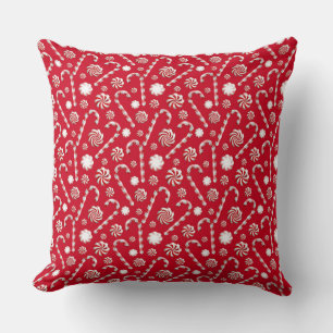Coussin Noël Rouge et Blanc Bonbon de Noël d'Hiver de Fête