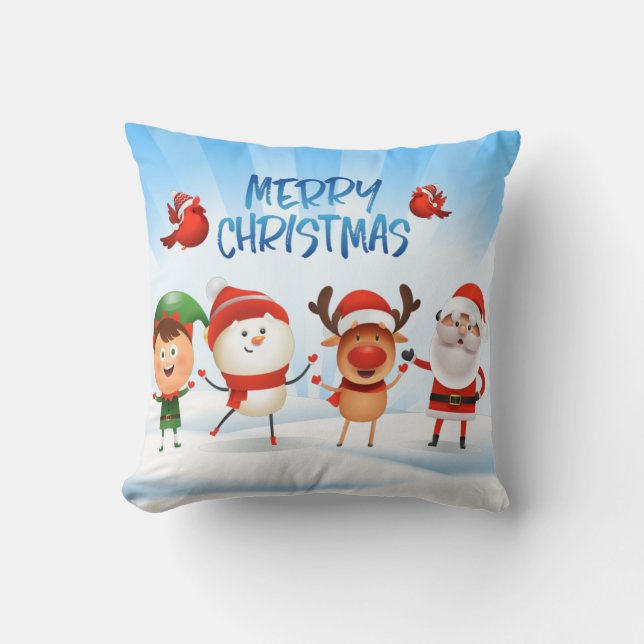 Coussin Noël Rudolf Le renne et les amis (Recto)