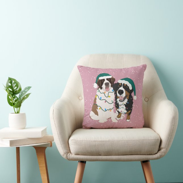 Coussin Noël Saint Bernard et Bernese Mountain Dog (Chaise)
