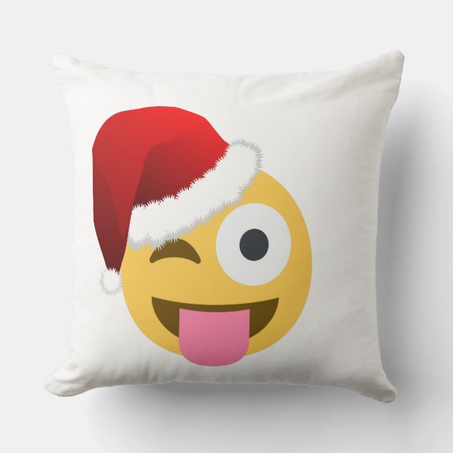 Coussin noël santa claus winking emoji (Recto)