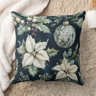 Coussin Noël sapin de Noël bleu marine blanc