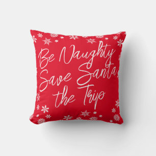 Coussin Noël Sois vilain Sauvez Père Noël le voyage Rouge 