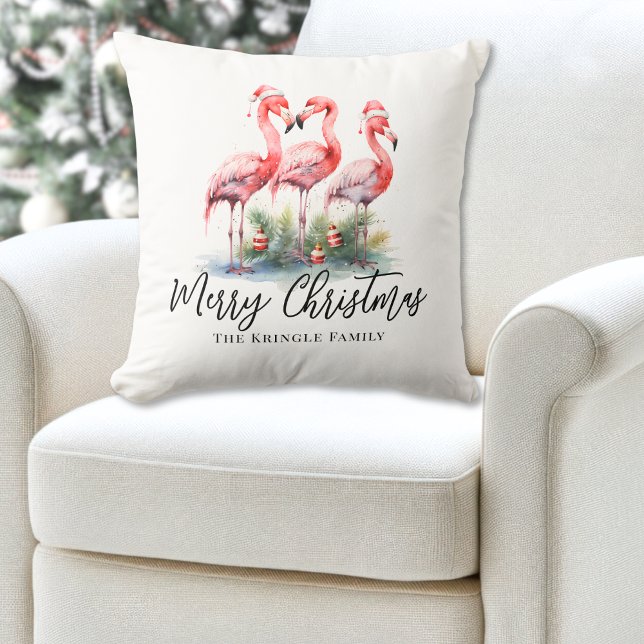 Coussin Noël tropical personnalisé (Personalized Tropical Beach Christmas Throw Pillow)