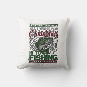 Coussin Noël Va Pêcher Poisson Chapeau De Père Noël Lumièr