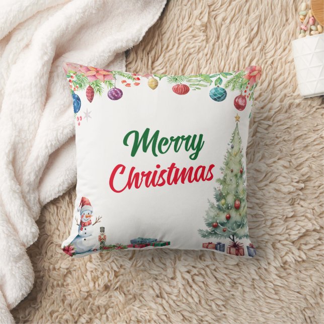 Coussin Noël vacances aquarelle  (Couverture)