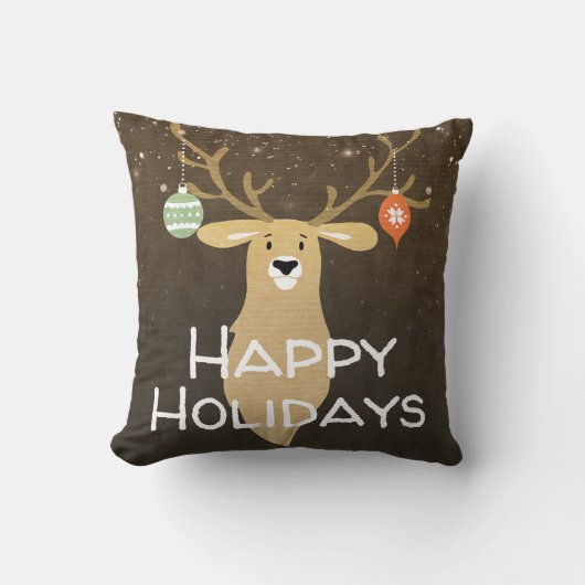 Coussin Noël Vacances Rustique Cerf Hiver Whimsical (Recto)