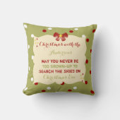 Coussin Noël vert avec famille pois (Recto)