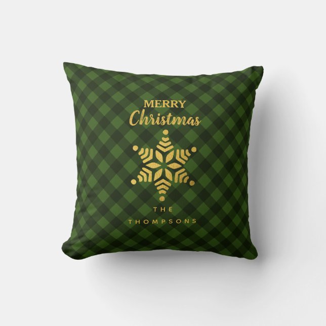 Coussin Noël Vert Buffle noir Plaid Star Neige (Recto)