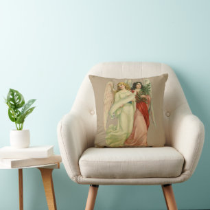 Coussin Noël vintage, Ange victorien antique découpé