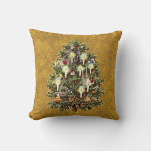 Coussin Noël Vintage, Arbre Victorien Décoré