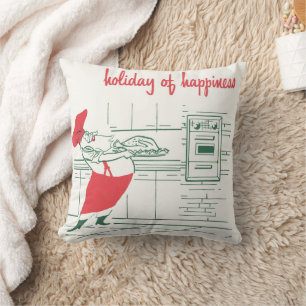 Coussin Noël vintage, Chef du Père Noël et Turquie