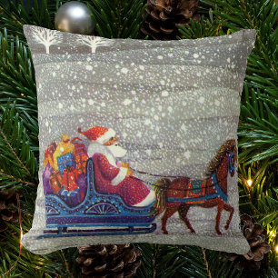 Coussin Noël Vintage, Cheval du Père Noël
