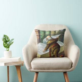 Coussin Noël vintage, le Père Noël et ses œuvres