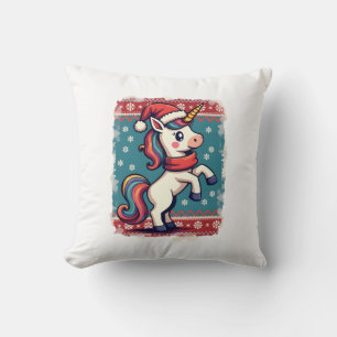 Coussin Noël Vintage Licorne Dabbing Arc-en-ciel Fête