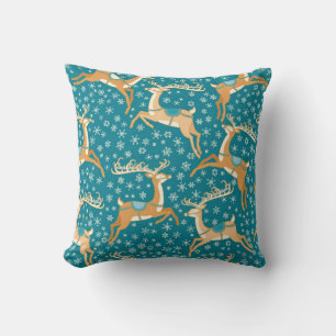 Coussin Noël vintage motif sans couture avec rennes.