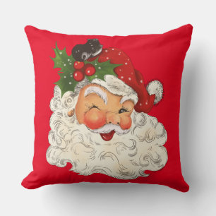 Coussin Noël vintage Retro Jolly Santa Claus