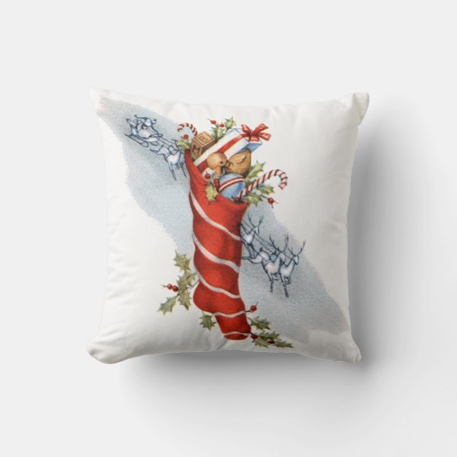Coussin Noël vintage stockant complètement des jouets (Recto)