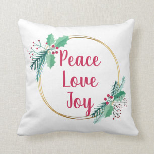 Coussin Noël Wreath Paix Amour et joie Moderne