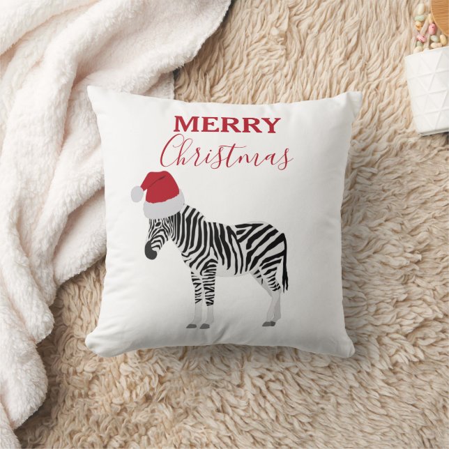 Coussin Noël Zebra Funny Animal avec Santa Hat (Couverture)
