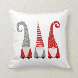 Coussin  Noëls Gnomes Scandinaves Rouge gris blanc
